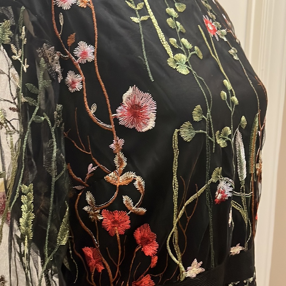 Super cute, black, lacy floral MIDI dress.  NWOT.  Adorable with heels or sandal